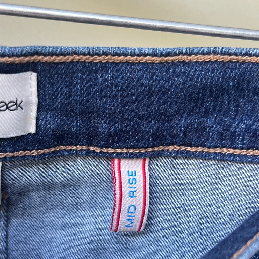 Like new Sneak Peek Indigo Straight Leg mid rise Jeans with Side Stripe - Picture 3 of 16